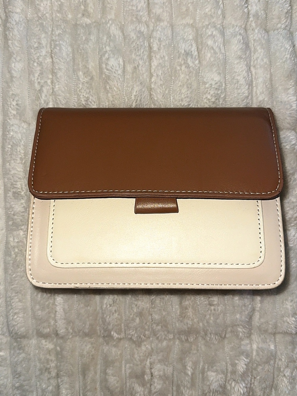 Two-Tone Brown and Cream Women's Leather Crossbody Bag
